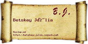 Betskey Júlia névjegykártya